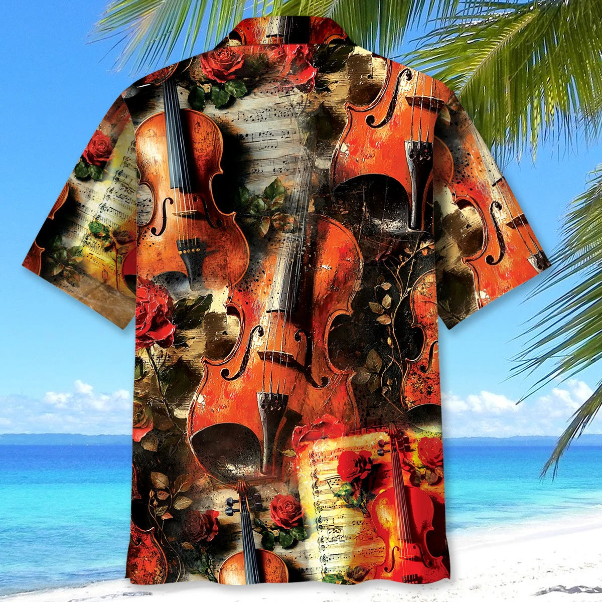 Violin Rose Hawaiian Shirt, custom shirt gift for men (view 3)