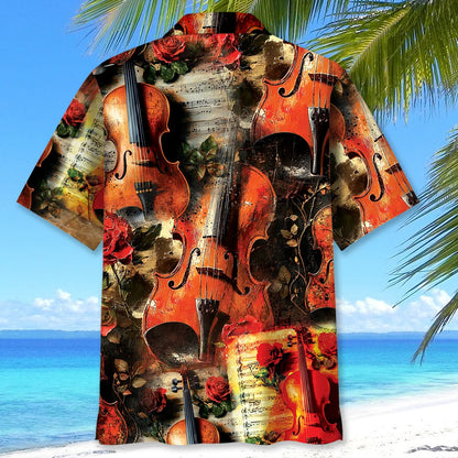 Violin Rose Hawaiian Shirt, custom shirt gift for men (view 3)