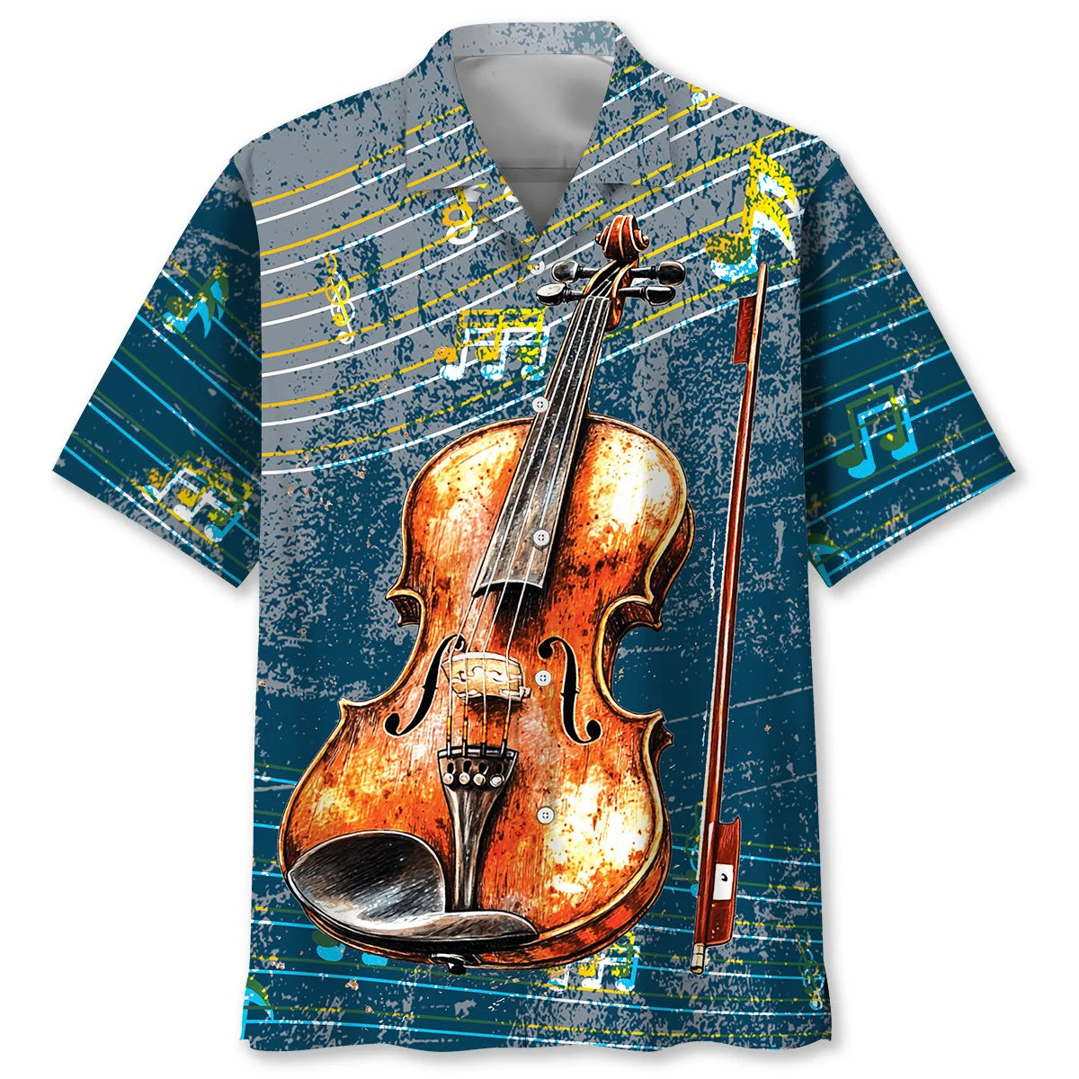 Violin Vintage Blue Hawaiian Shirt, custom shirt gift for men