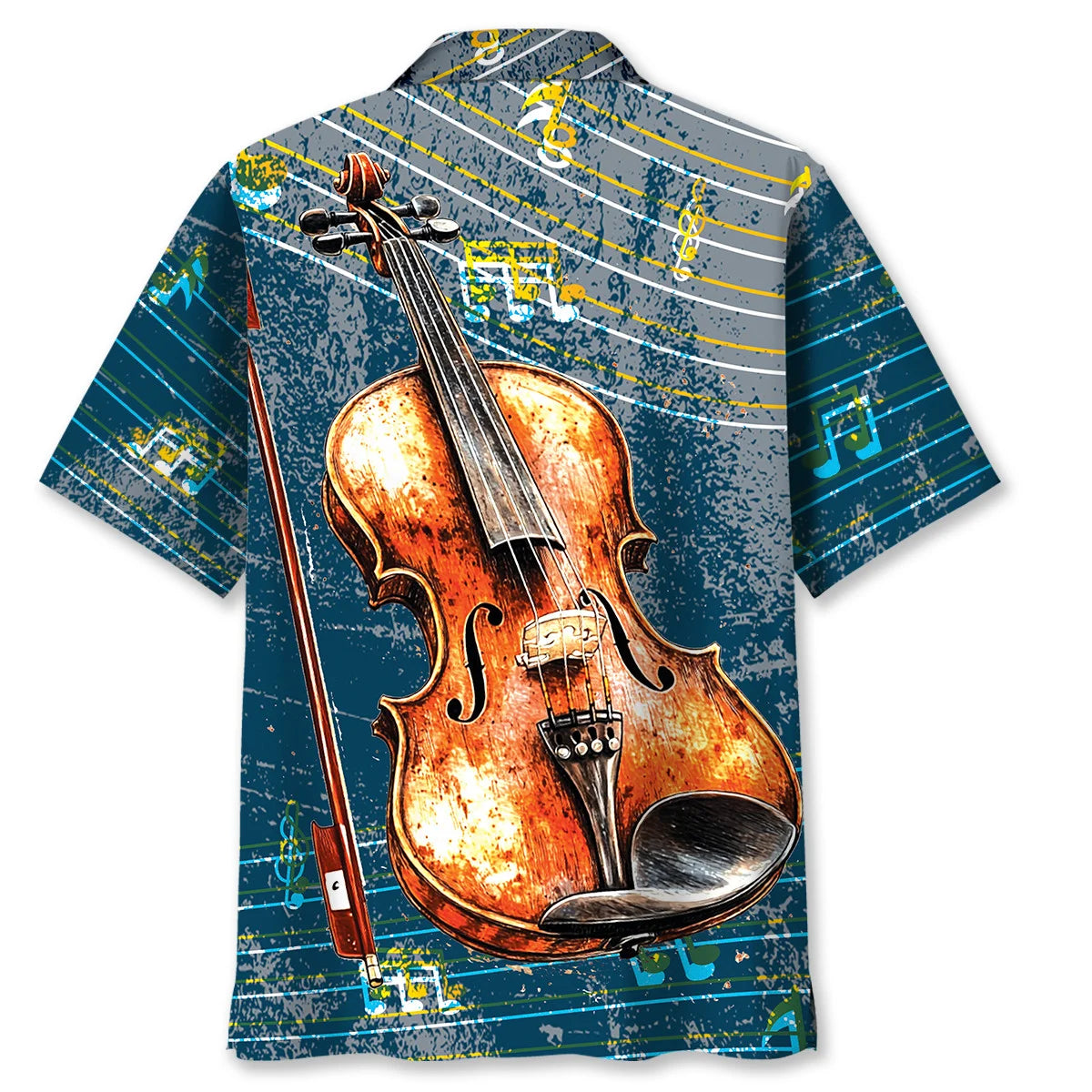 Violin Vintage Blue Hawaiian Shirt, custom shirt gift for men (view 4)