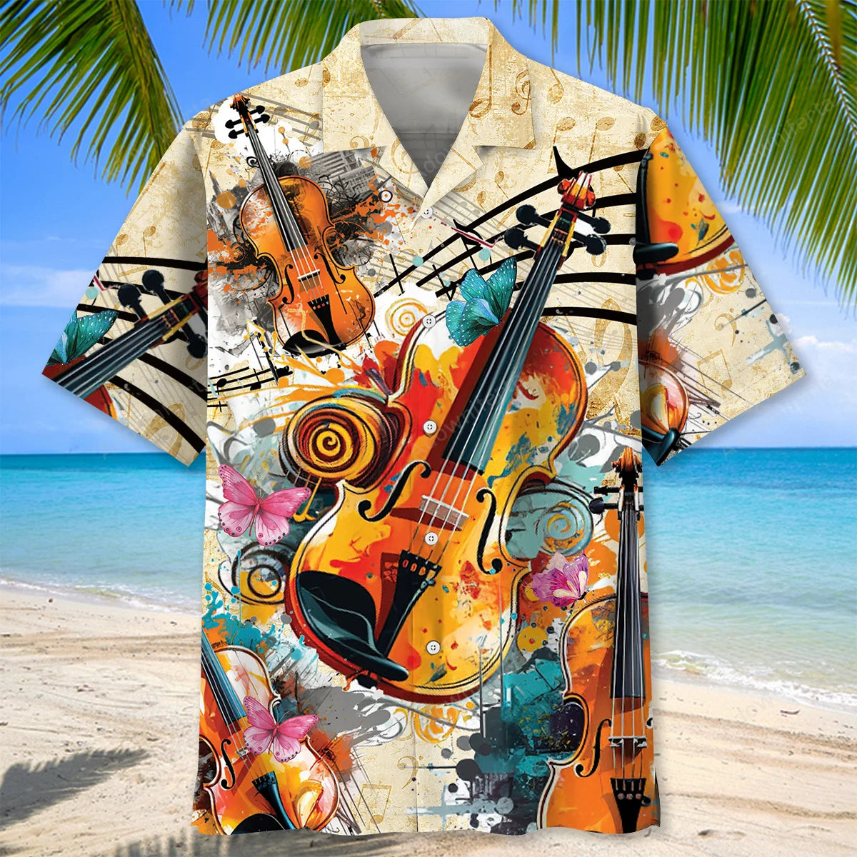 Violin Vintage Hawaiian Shirt, custom shirt gift for men