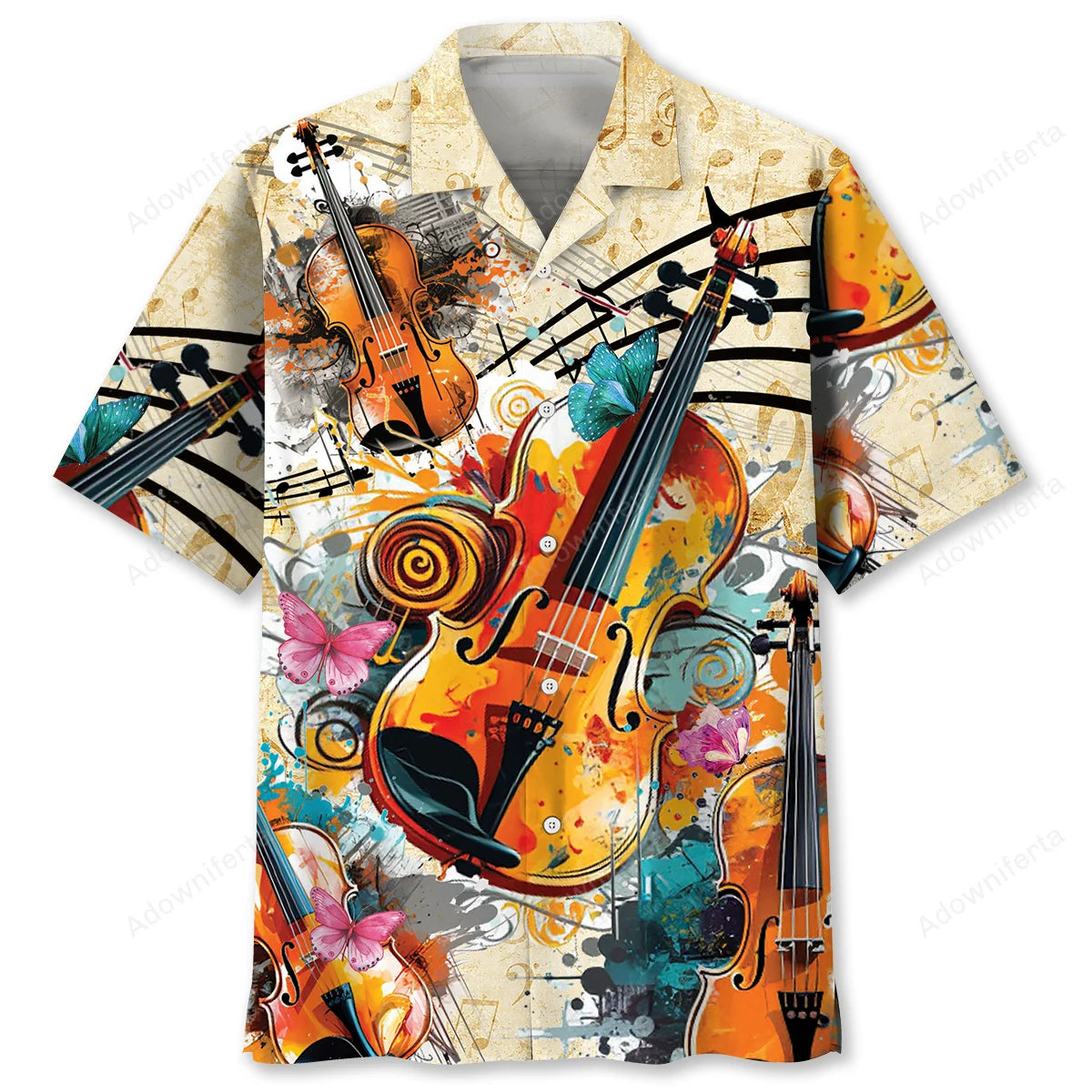 Violin Vintage Hawaiian Shirt, custom shirt gift for men (view 2)