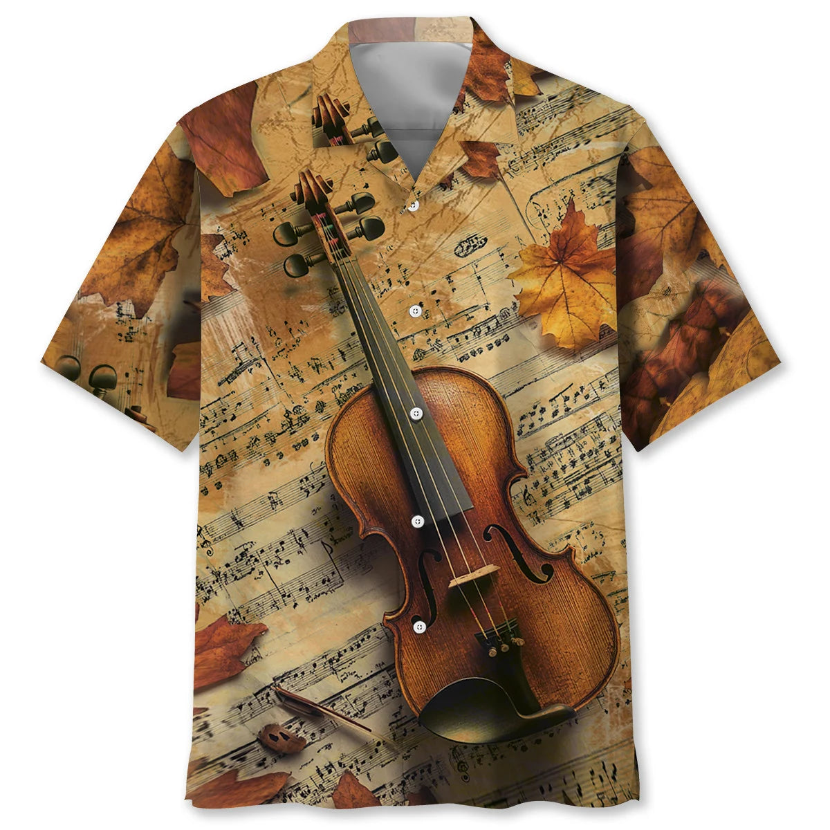 Violin Vintage Maple Leaf Hawaiian Shirt, custom shirt gift for men