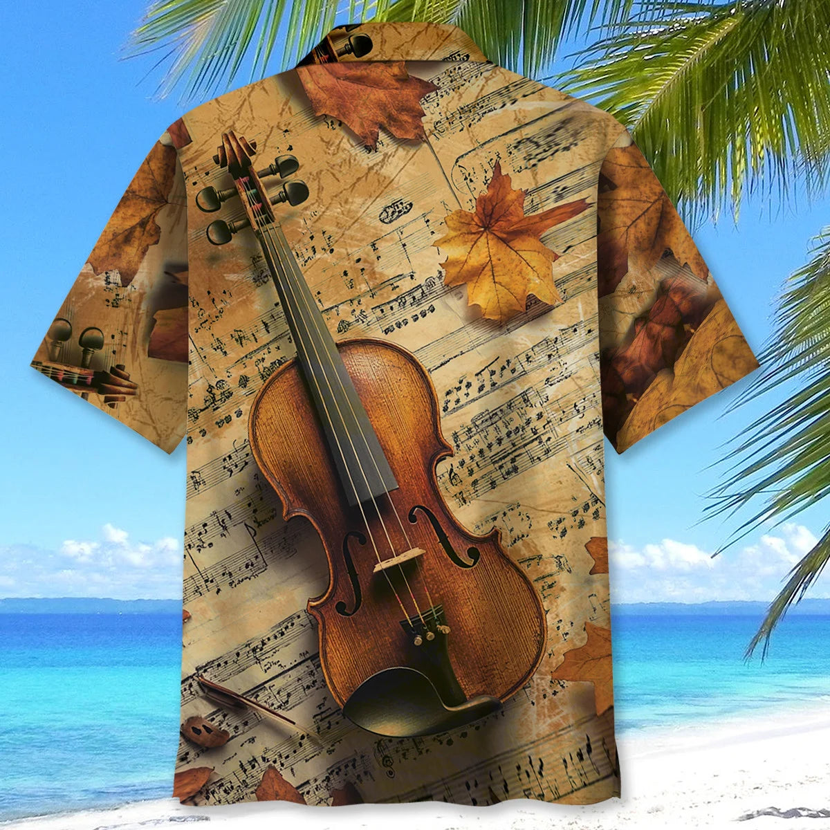 Violin Vintage Maple Leaf Hawaiian Shirt, custom shirt gift for men (view 4)