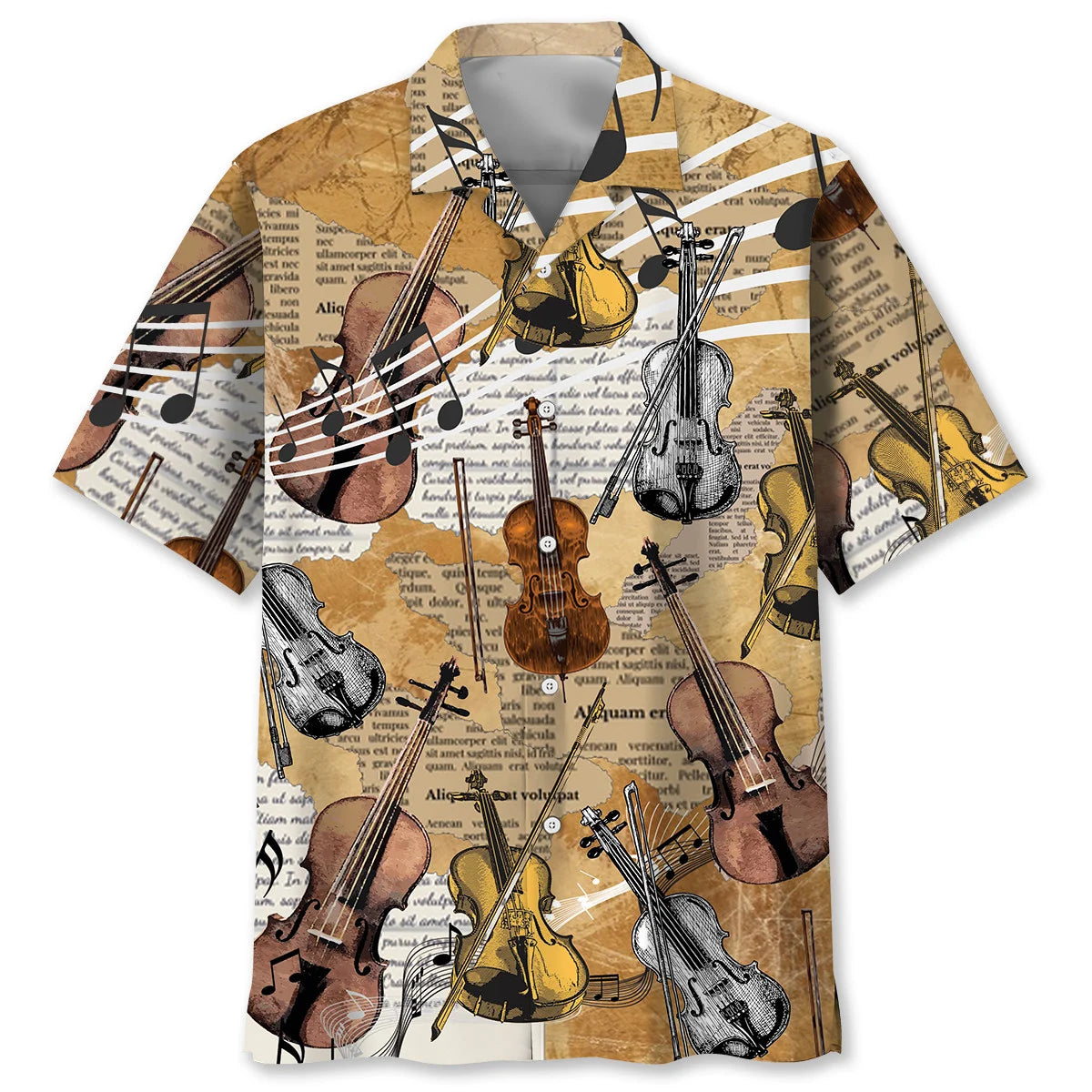 Violin Vintage Newspaper Hawaiian Shirt, custom shirt gift for men