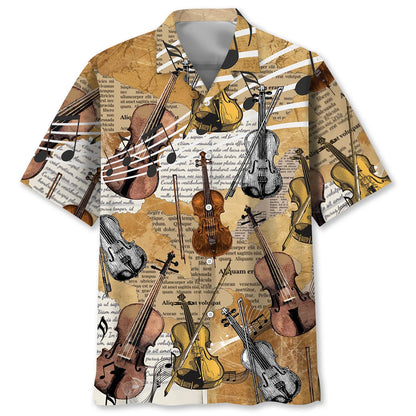 Violin Vintage Newspaper Hawaiian Shirt, custom shirt gift for men