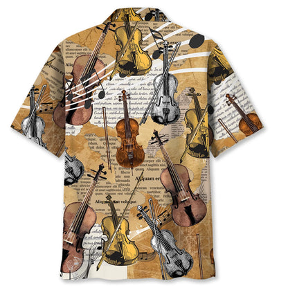 Violin Vintage Newspaper Hawaiian Shirt, custom shirt gift for men (view 3)