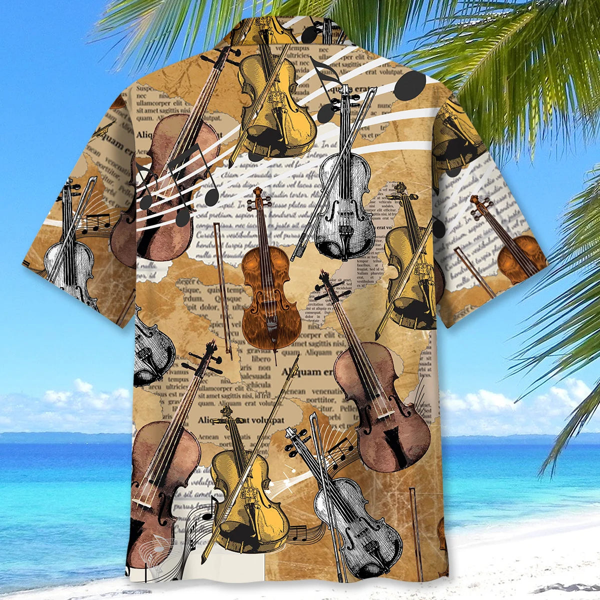 Violin Vintage Newspaper Hawaiian Shirt, custom shirt gift for men (view 4)