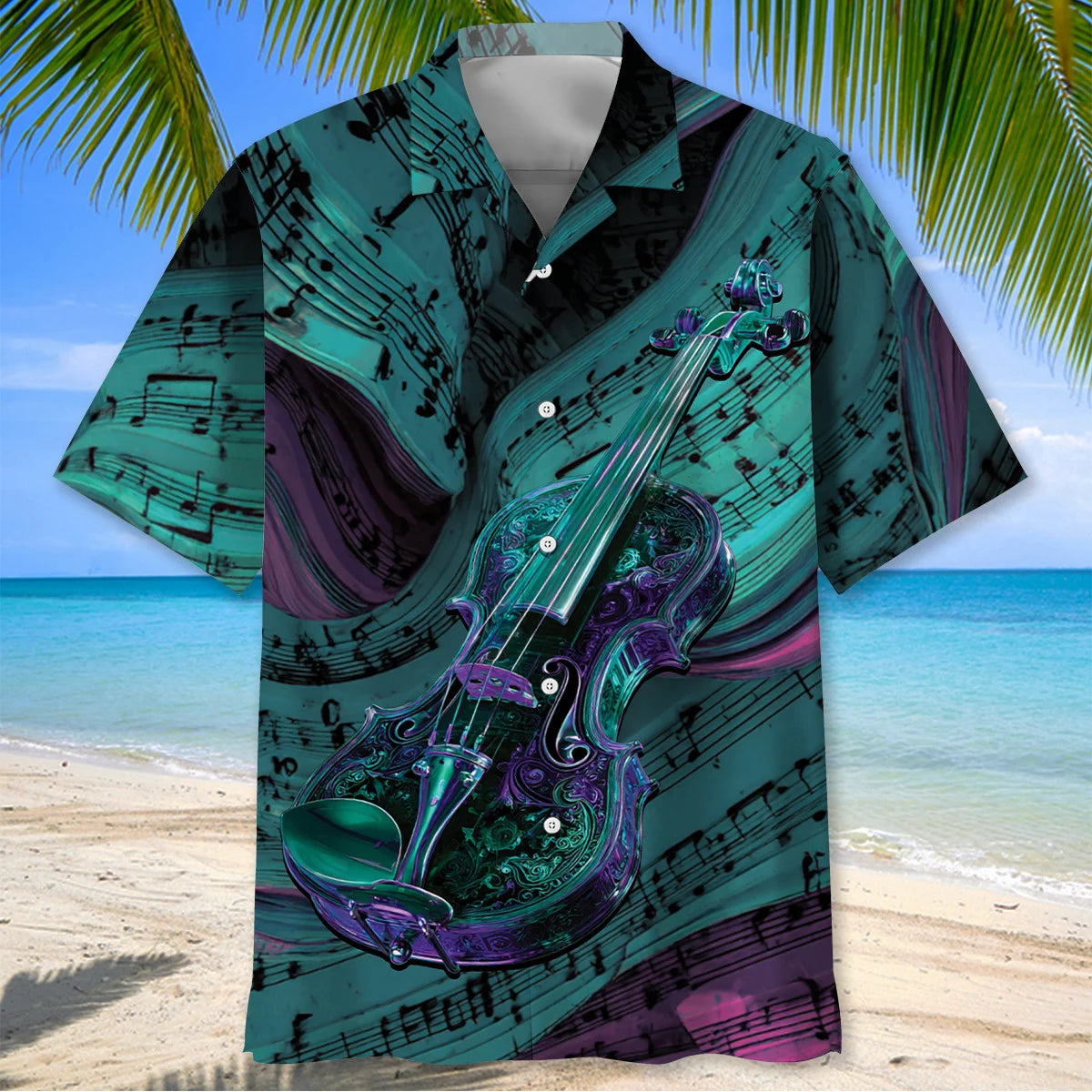 Violin Wave Hawaiian Shirt, custom shirt gift for men (view 2)
