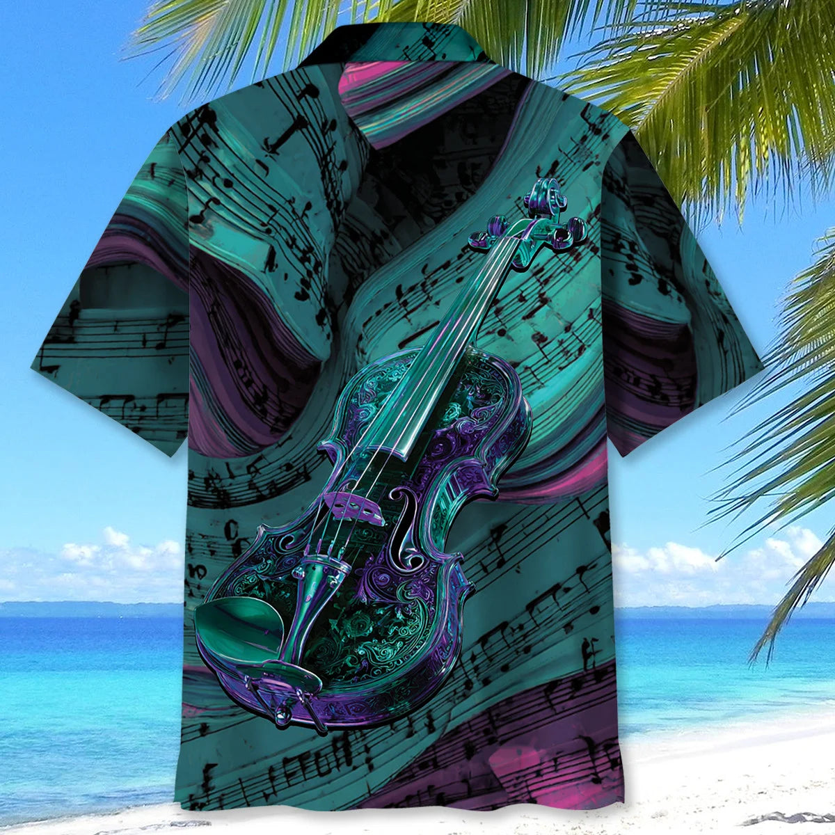Violin Wave Hawaiian Shirt, custom shirt gift for men (view 4)