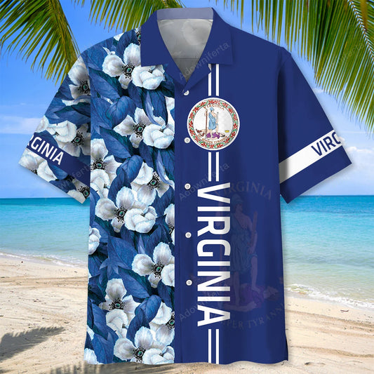 Virginia Proud Floral Hawaiian Shirt, custom shirt gift for men