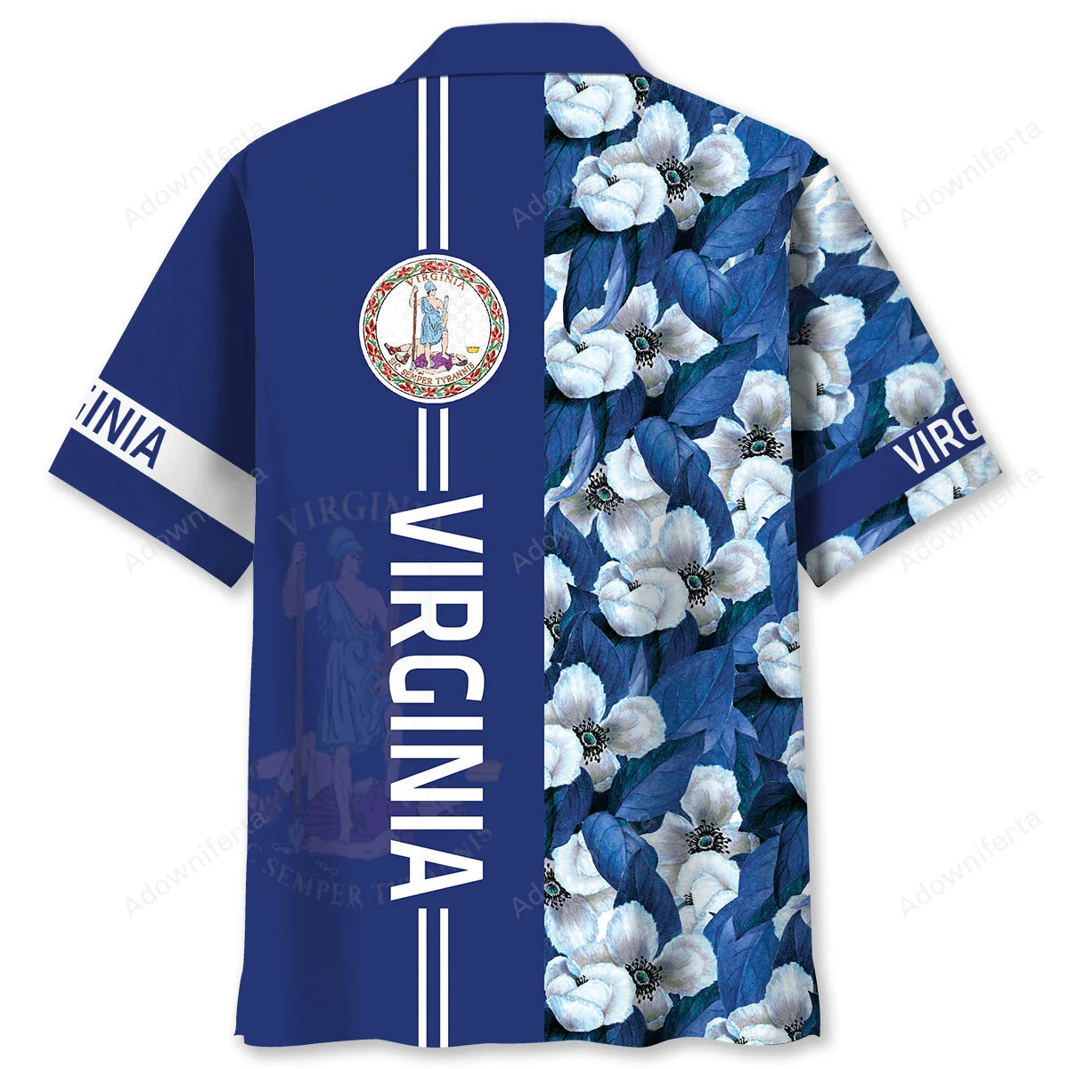 Virginia Proud Floral Hawaiian Shirt, custom shirt gift for men (view 2)