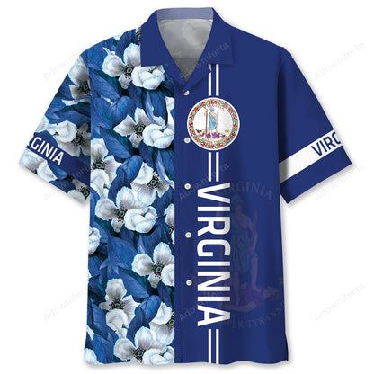 Virginia Proud Floral Hawaiian Shirt, custom shirt gift for men (view 4)
