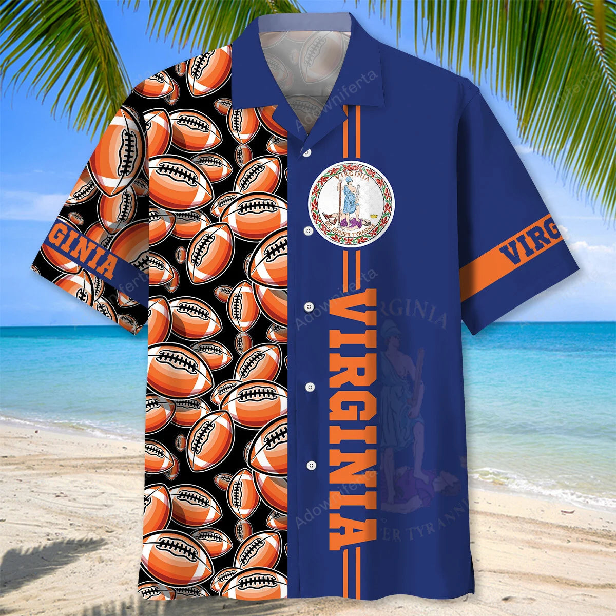 Virginia State Football Hawaiian Shirt, custom shirt gift for men