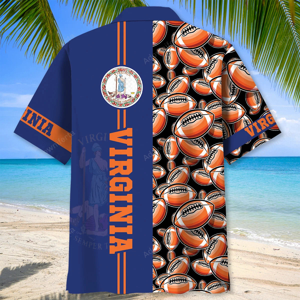 Virginia State Football Hawaiian Shirt, custom shirt gift for men (view 3)