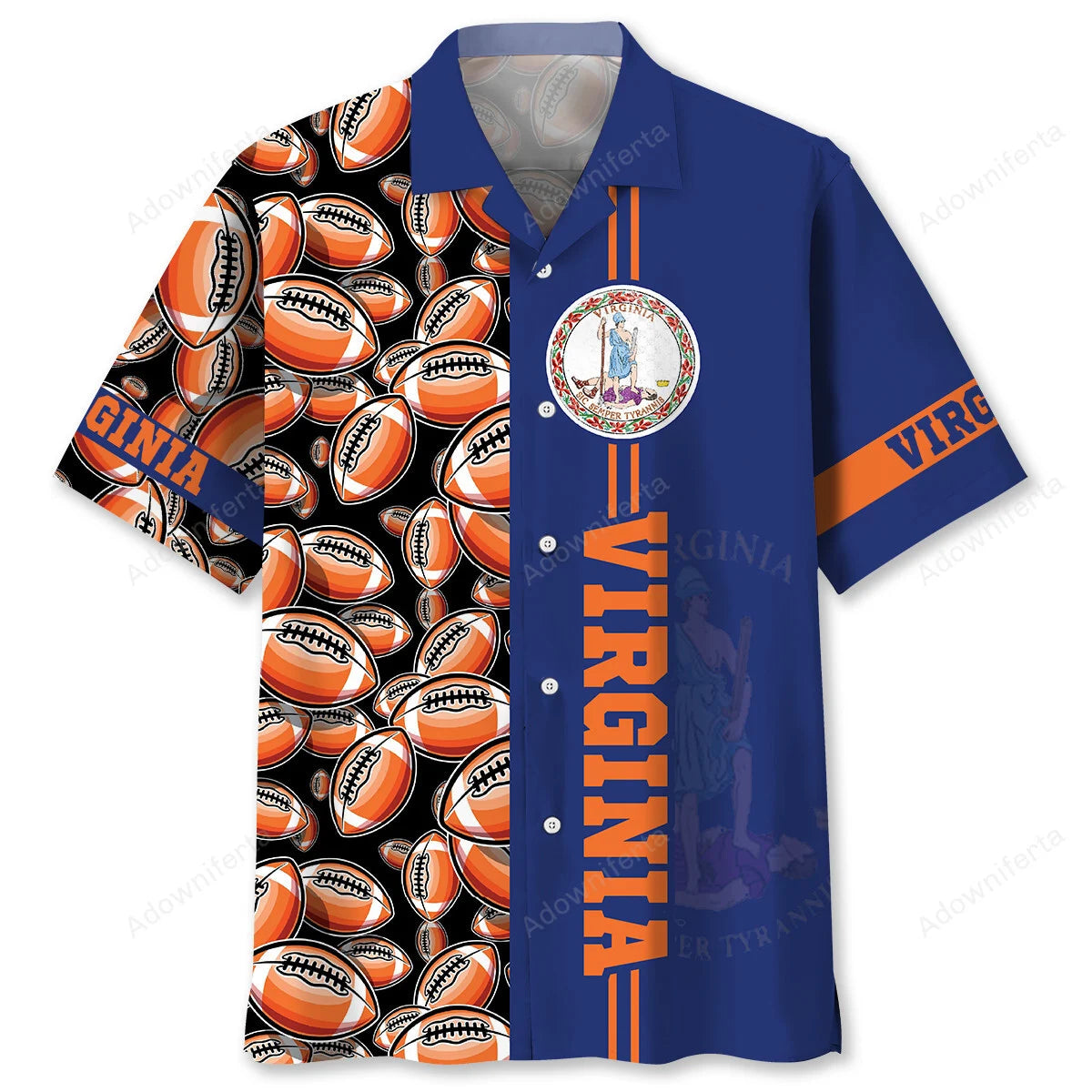 Virginia State Football Hawaiian Shirt, custom shirt gift for men (view 4)