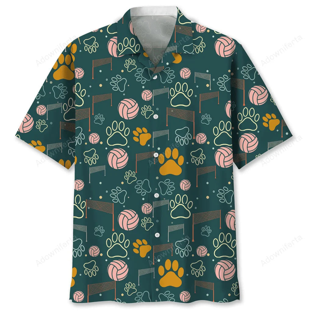 Volleyball and Dog Hawaiian Shirt, custom shirt gift for men