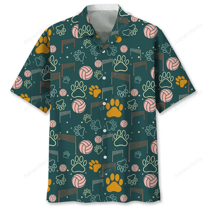 Volleyball and Dog Hawaiian Shirt, custom shirt gift for men