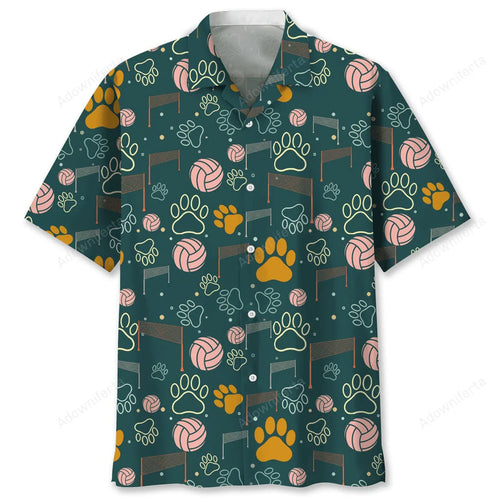 Volleyball and Dog Hawaiian Shirt, custom shirt gift for men