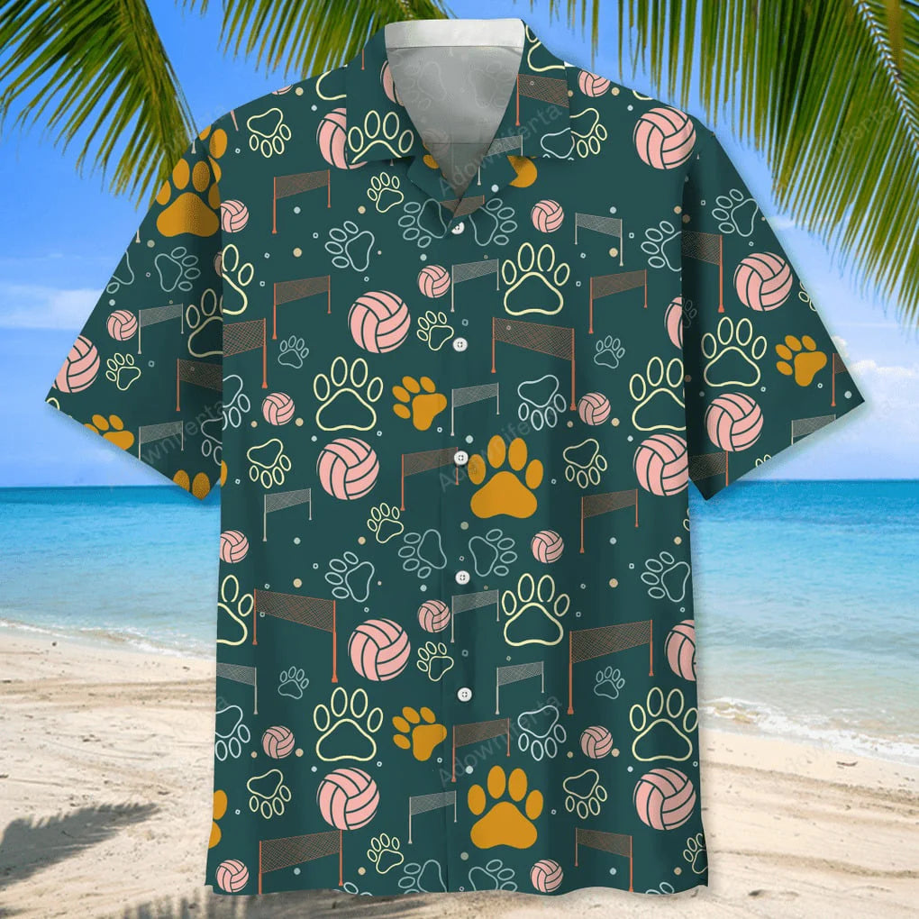 Volleyball and Dog Hawaiian Shirt, custom shirt gift for men (view 2)