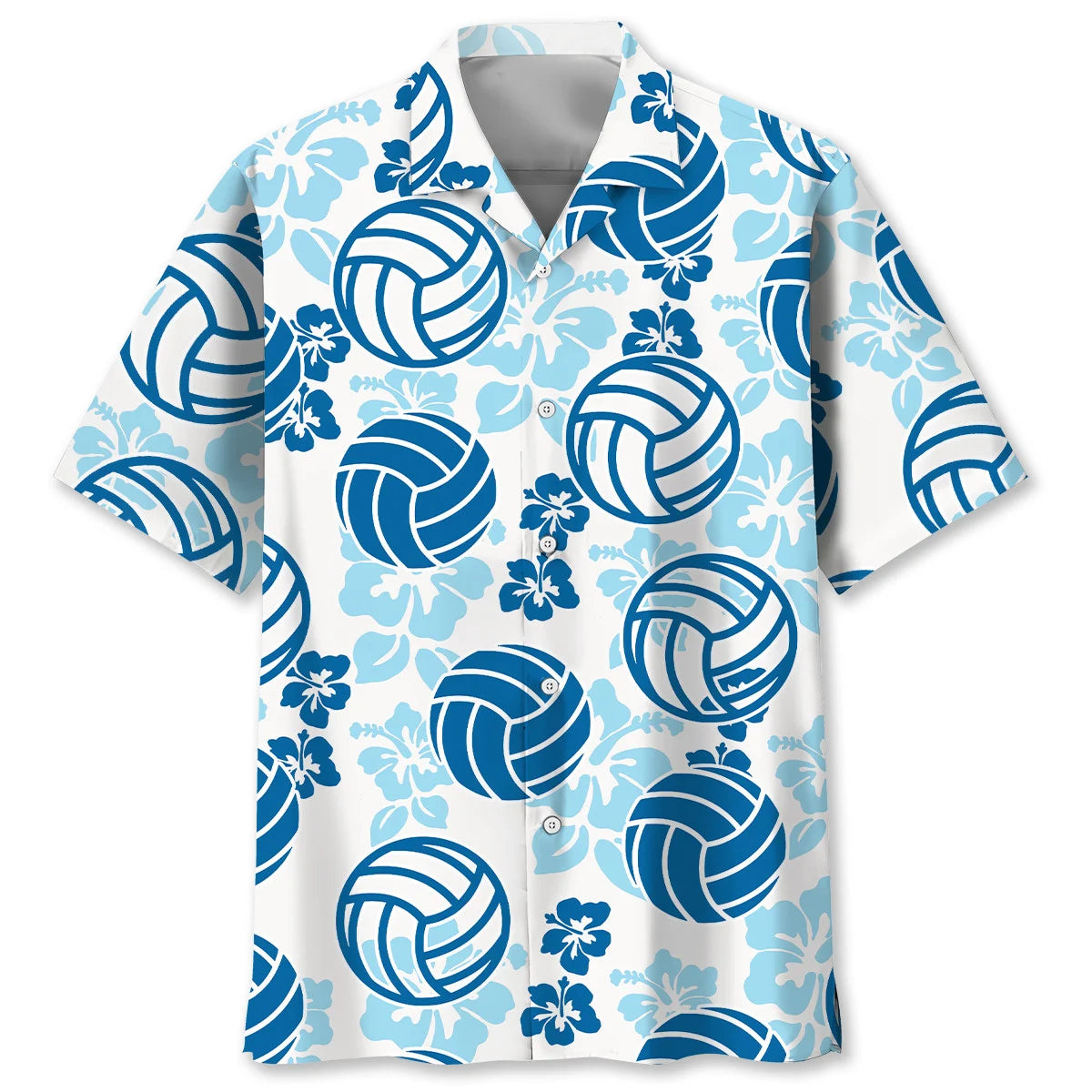 Volleyball Blue Hibiscus Hawaiian Shirt, custom shirt gift for men (view 2)