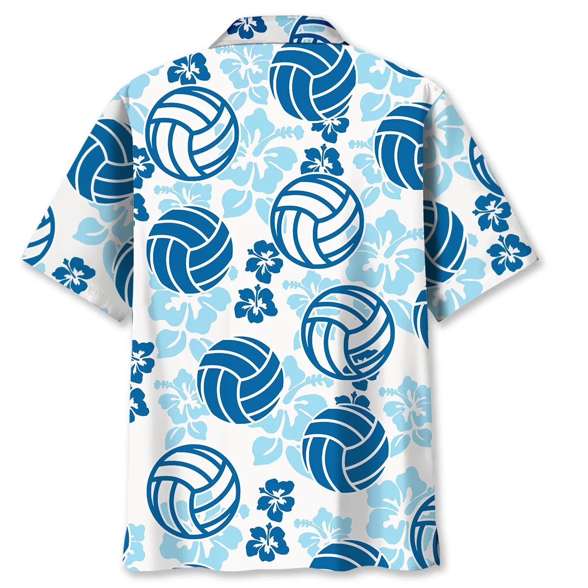 Volleyball Blue Hibiscus Hawaiian Shirt, custom shirt gift for men (view 3)