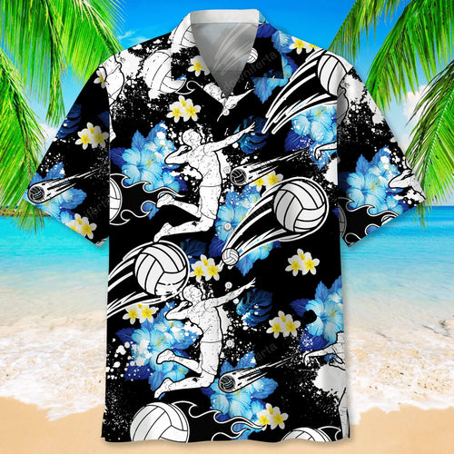 Volleyball Blue Nature Hawaiian Shirt, custom shirt gift for men