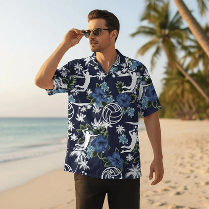 Volleyball Blue Nature Hawaiian Shirt, custom shirt gift for men (view 4)
