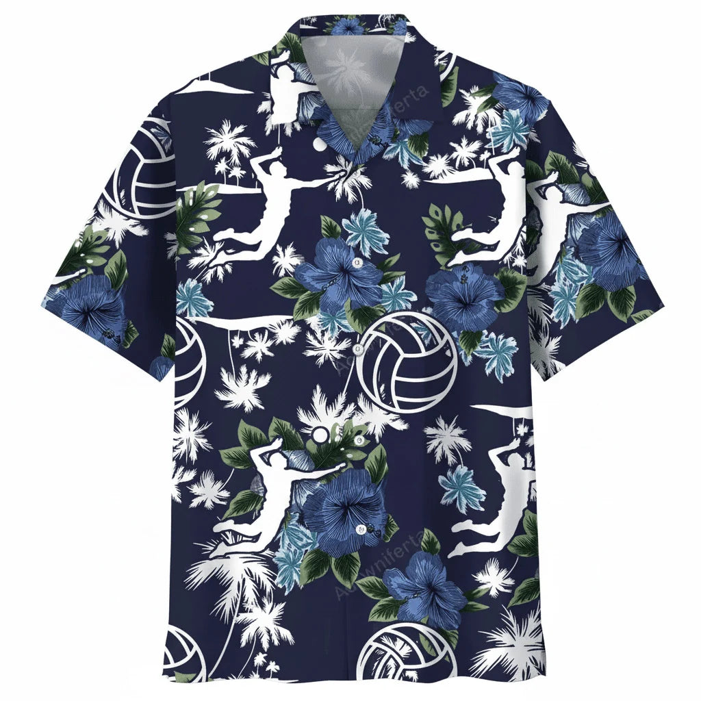 Volleyball Blue Nature Hawaiian Shirt, custom shirt gift for men (view 5)