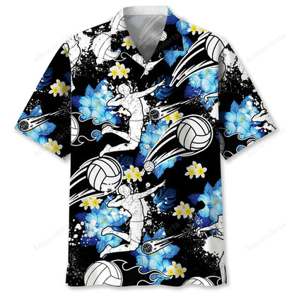 Volleyball Blue Nature Hawaiian Shirt, custom shirt gift for men (view 7)