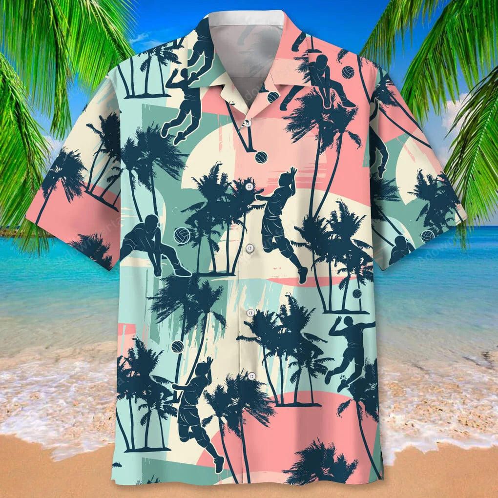 Volleyball Color Beach Hawaiian Shirt, custom shirt gift for men (view 4)