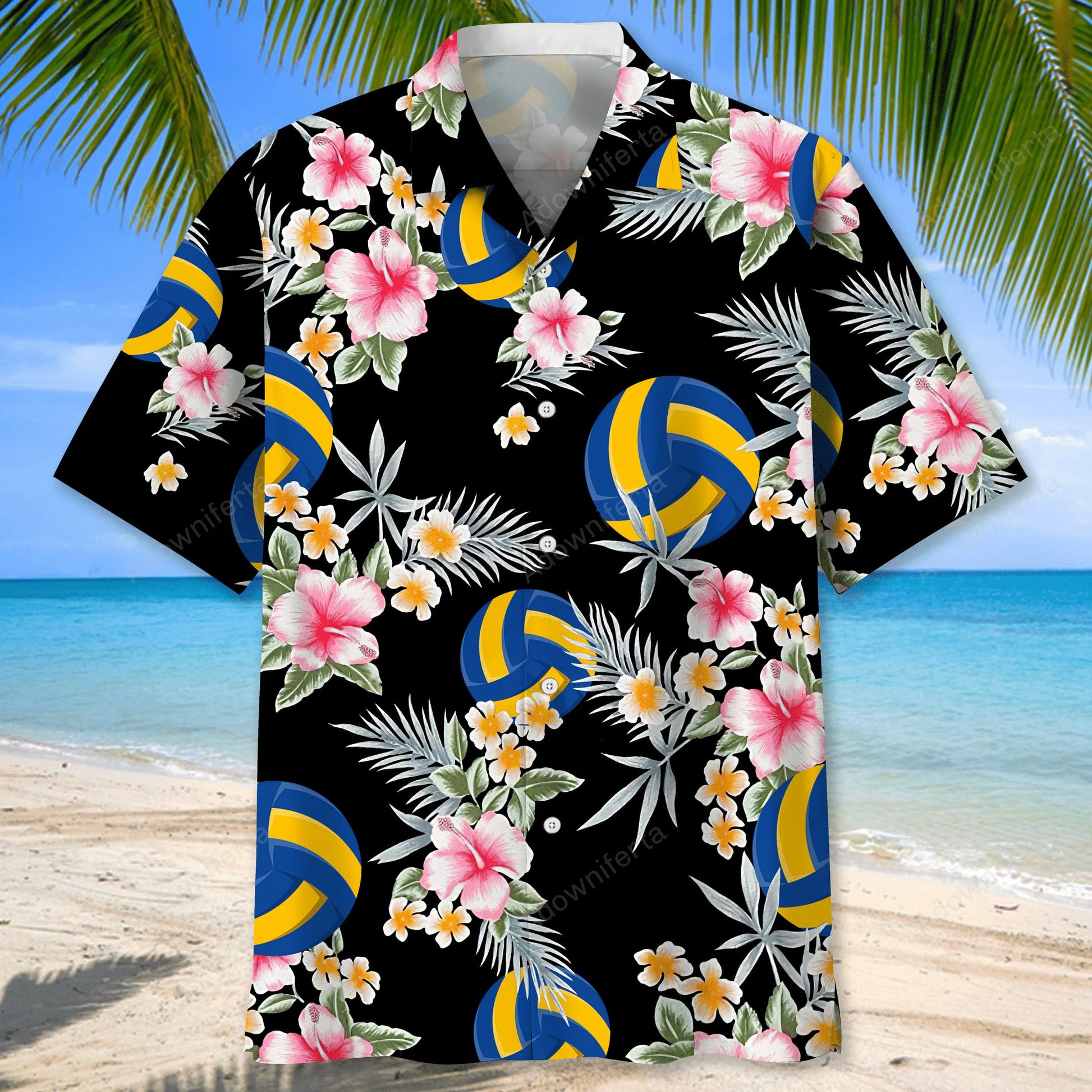 Volleyball Flower Hawaiian Shirt, custom shirt gift for men