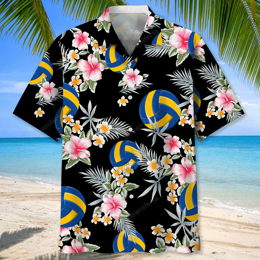 Volleyball Flower Hawaiian Shirt, custom shirt gift for men