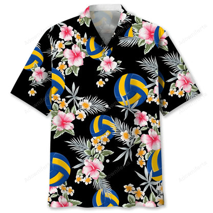 Volleyball Flower Hawaiian Shirt, custom shirt gift for men (view 2)