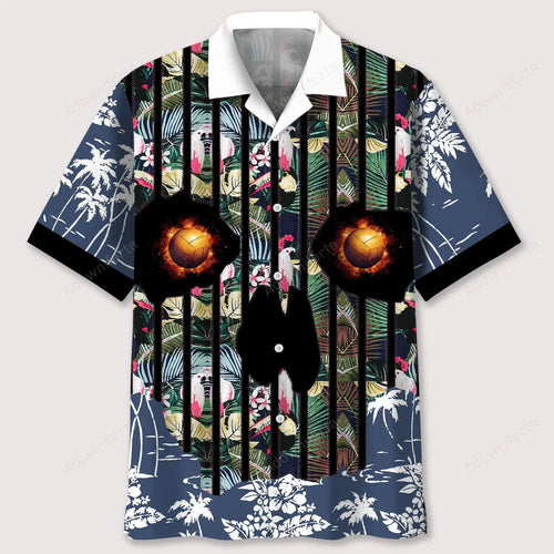 Volleyball Flower Skull Hawaiian Shirt, custom shirt gift for men