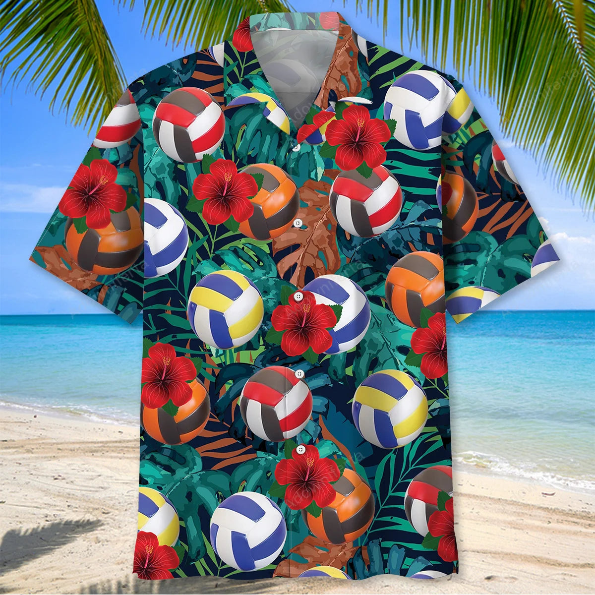 Volleyball Flowers Balls Hawaiian Shirt, custom shirt gift for men (view 2)