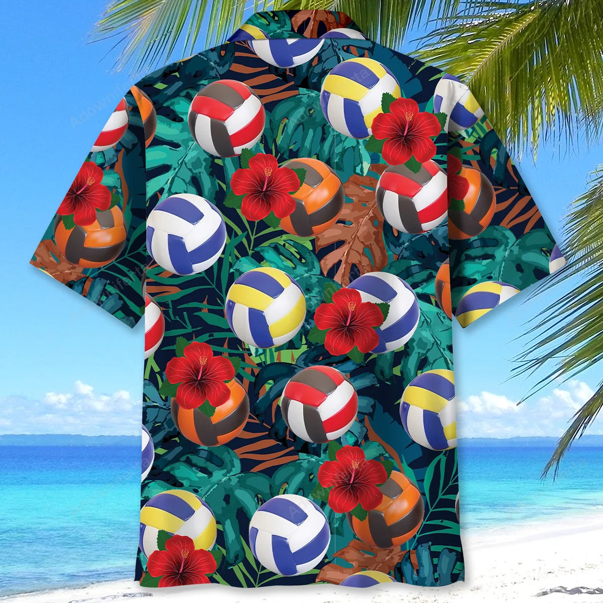 Volleyball Flowers Balls Hawaiian Shirt, custom shirt gift for men (view 3)