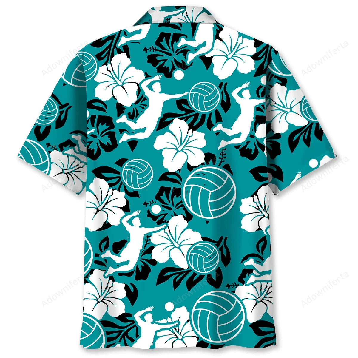 Volleyball Hibiscus Blue Hawaiian Shirt, custom shirt gift for men