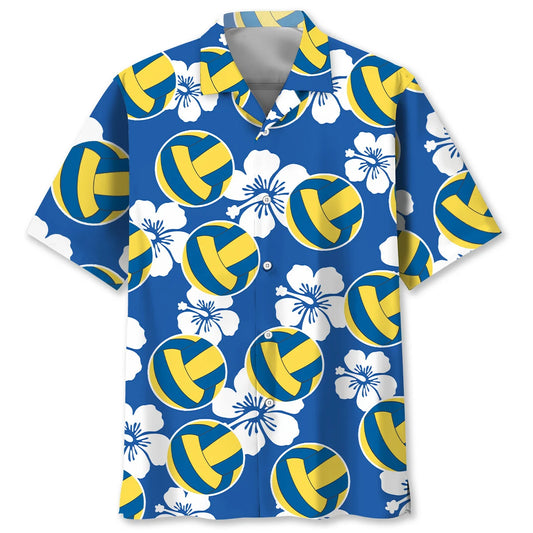 Volleyball Hibiscus Flower Hawaiian Shirt, custom shirt gift for men
