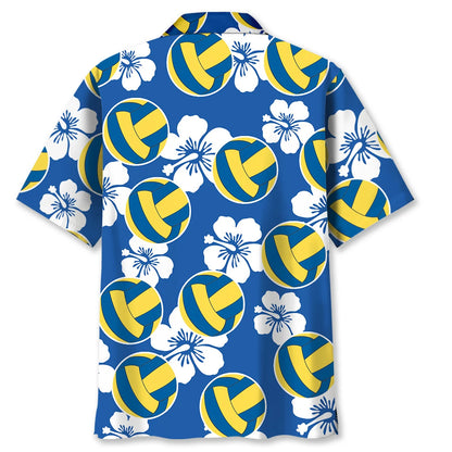 Volleyball Hibiscus Flower Hawaiian Shirt, custom shirt gift for men (view 4)