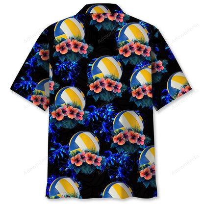 Volleyball Hibiscus Tropical Hawaiian Shirt, custom shirt gift for men