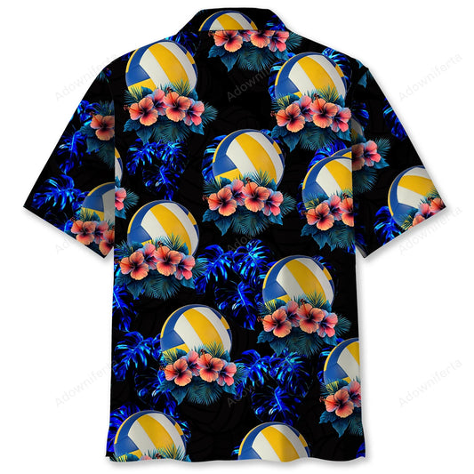 Volleyball Hibiscus Tropical Hawaiian Shirt, custom shirt gift for men