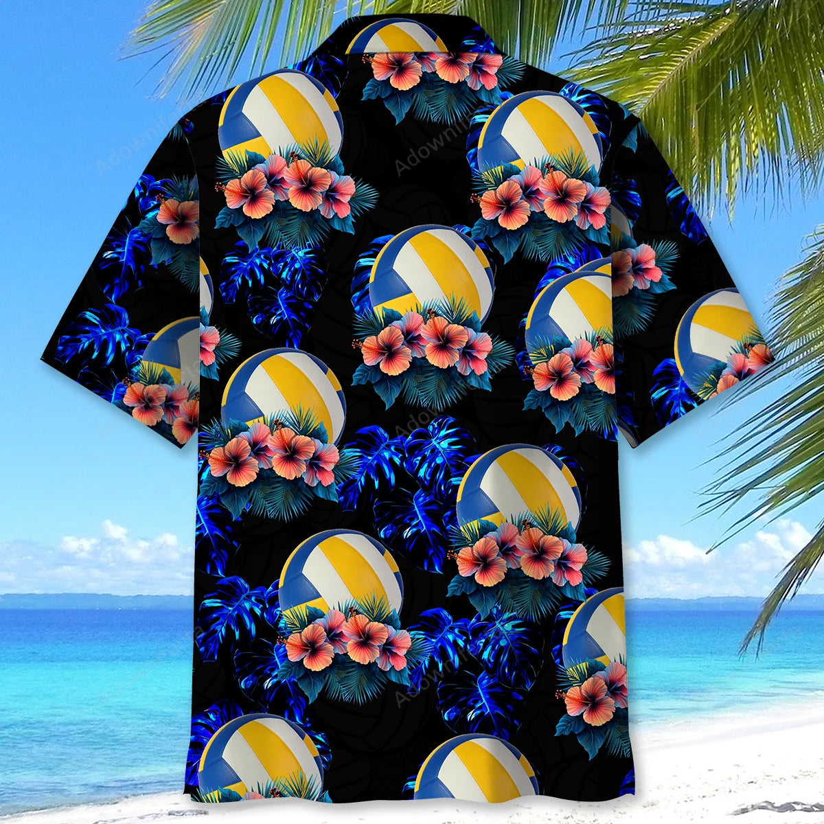Volleyball Hibiscus Tropical Hawaiian Shirt, custom shirt gift for men (view 3)