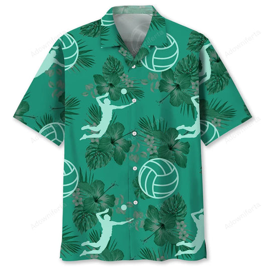 Volleyball Kelly Green Hawaiian Shirt, custom shirt gift for men