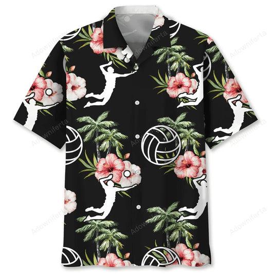 Volleyball Nature Flower Hawaiian Shirt, custom shirt gift for men