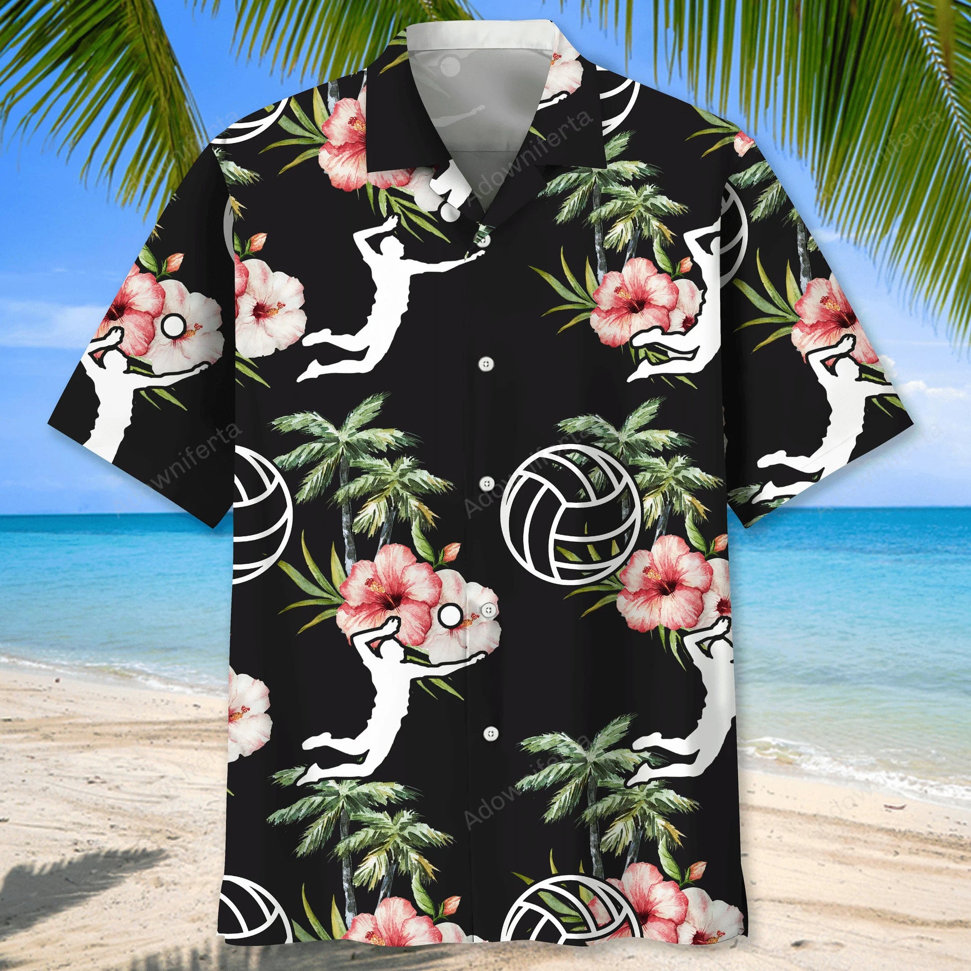 Volleyball Nature Flower Hawaiian Shirt, custom shirt gift for men (view 2)