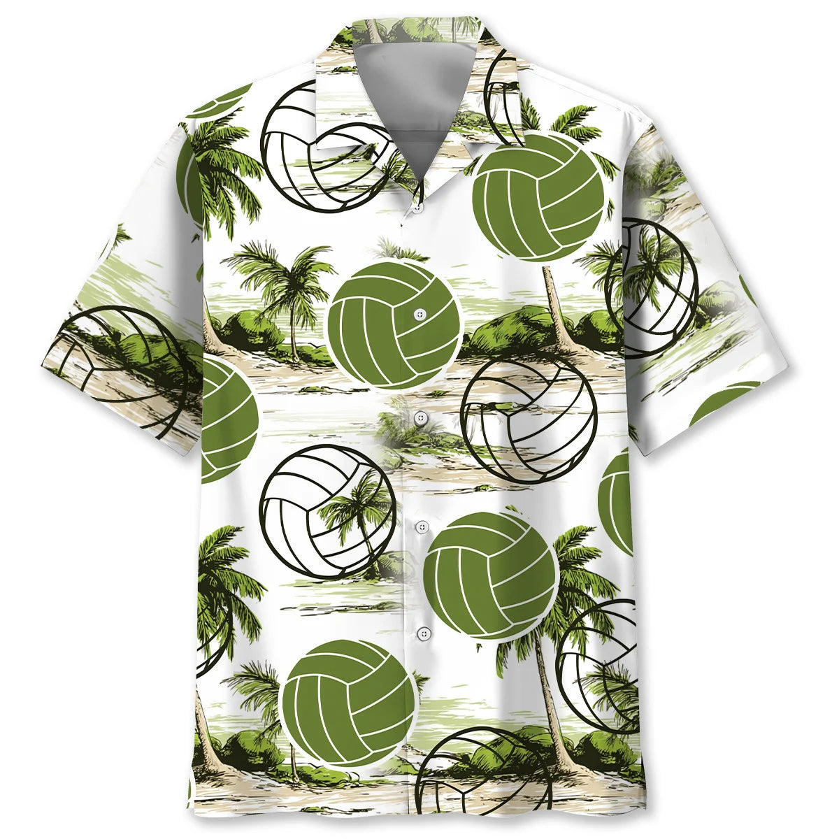 Volleyball Palm Tree Beach Hawaiian Shirt, custom shirt gift for men (view 2)