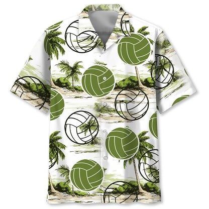 Volleyball Palm Tree Beach Hawaiian Shirt, custom shirt gift for men (view 2)
