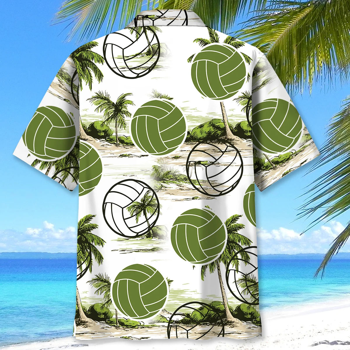 Volleyball Palm Tree Beach Hawaiian Shirt, custom shirt gift for men (view 4)