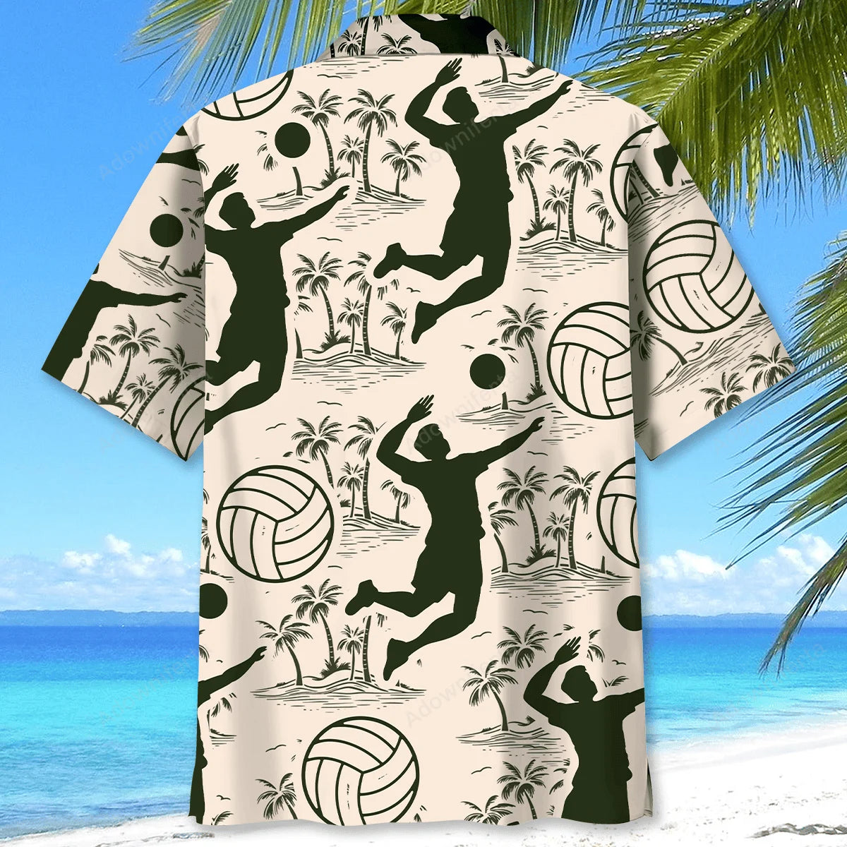 Volleyball Palm Tree Hawaiian Shirt, custom shirt gift for men (view 3)